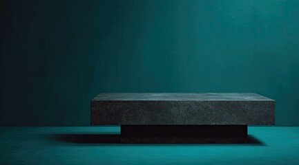 Dark gray concrete platform on teal background