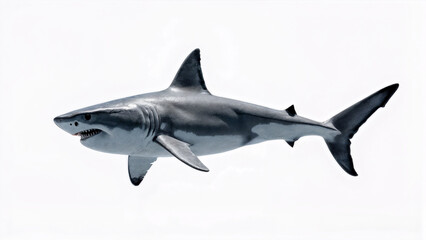 Fototapeta premium Shark swimming gracefully through clear ocean waters displaying its powerful physique during midday sunlight