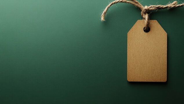 Empty cardboard tag with jute string