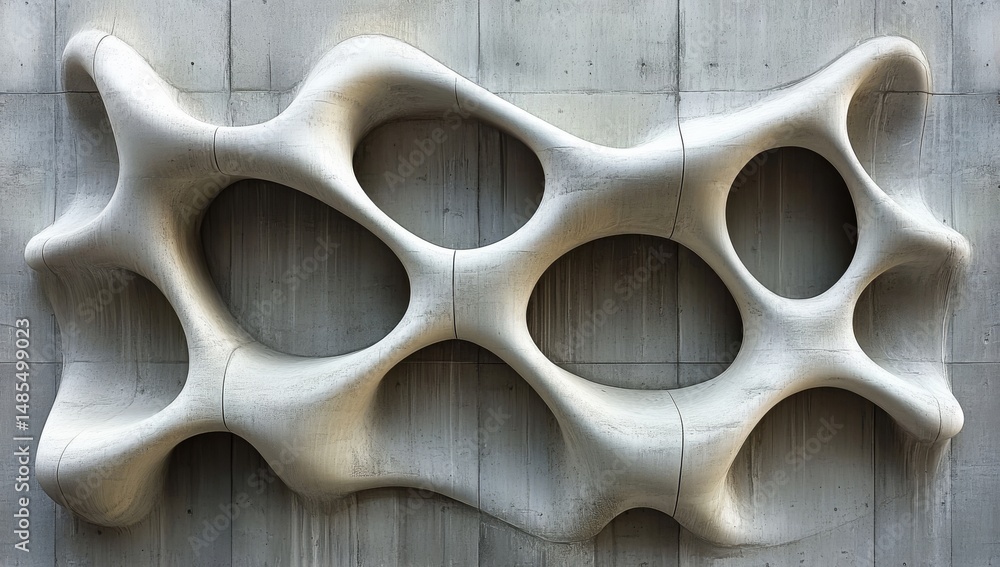 Poster subtle grayscale interlocking circles create a complex grid, tone, complex, dot