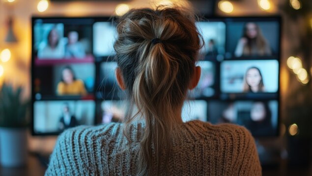 Woman in video conference - Powered by Adobe