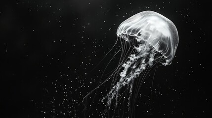 A jellyfish is floating in the water