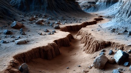 underwater clouds of sediment slowly drifting from terrain