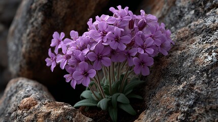 colorful tundra wildflowers emerging among stones
