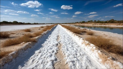 flat salt plain merging with pale quiet sky