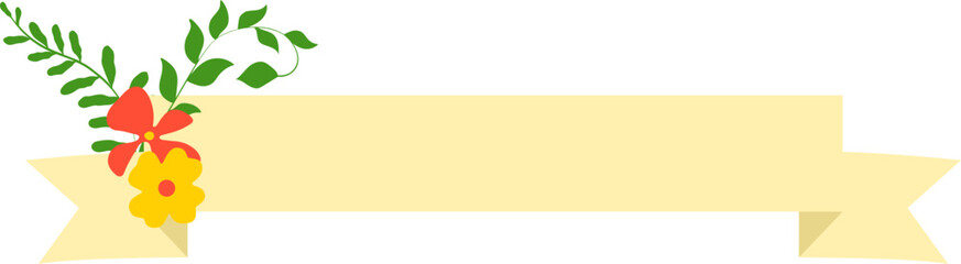 Flower ribbon banner for women's day, mother's day, wedding decoration and greeting. Vector isolated.