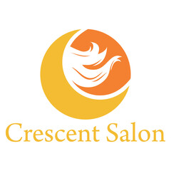 crescent moon salon flat minimalist logo design