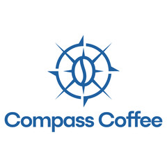 compass coffee cafe flat minimalist logo design