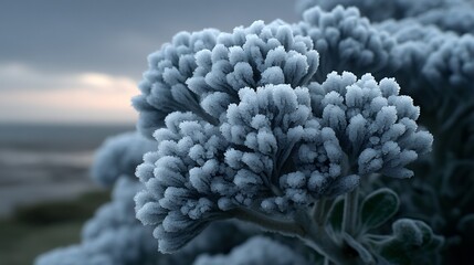 frosty tundra field bathed in early morning light