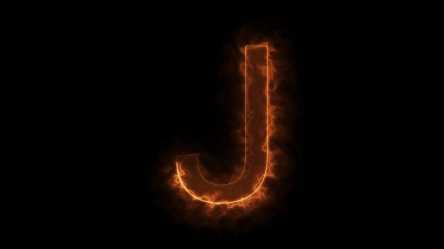 Animated neon letter J. Letter concept. J text icon animation by glowing neon.