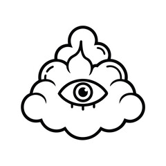 Obraz premium Whimsigoth Cloud Eye Line Art Outline