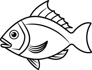 Minimal Line Art Logo of a Fish Head
