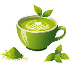 Japanese green matcha tea vector graphic design