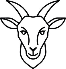 Minimal Line Art Logo of a Goat Head
