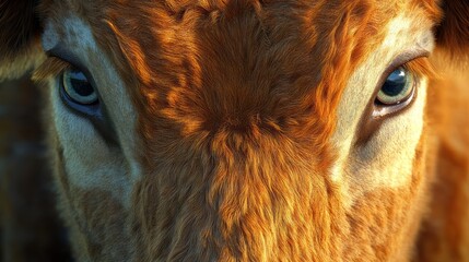 Close-up of cow's face,  eyes,  and fur.  Possible use for nature, animal, or farm imagery