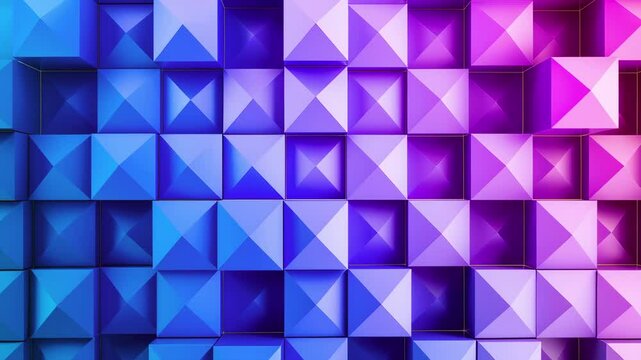 A blue and purple background with many cubes. The cubes are arranged in a way that creates a sense of depth and dimension. Scene is one of creativity.Abstract 3D geometric background.
