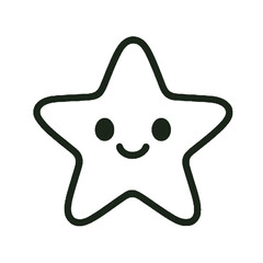 Smiling Starfish Icon Line Art Illustration for Cute Ocean-Themed Kid Designs