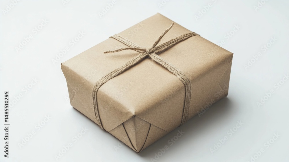 Poster a brown box with a string tied around it