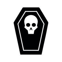 Grim Skull in Coffin Silhouette Vector