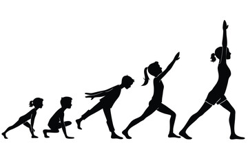 Yoga Parade Silhouette Vector  Celebratory Wellness March Illustration for Yoga Events