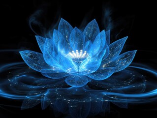Fototapeta premium Radiant Blue Lotus in Mystical Pond