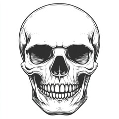 Fototapeta premium Detailed illustration of a human skull, front view.