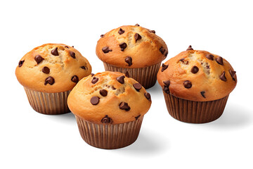 chocolate chip muffins on a transparent background