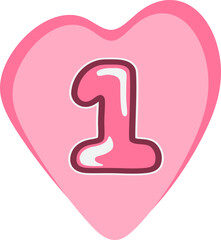 Number One on Pink Heart Balloon