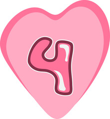 Number Four on Pink Heart Balloon