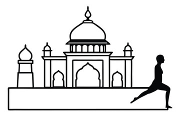 Senior Citizens Yoga Silhouette Vector  Healthy Aging and Wellness Illustration