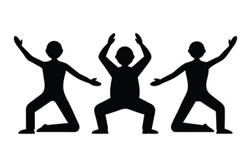 Senior Citizens Yoga Silhouette Vector Healthy Aging and Wellness Illustration