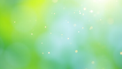 Obraz premium Abstract Green and Teal Nature Background with Glowing Particles
