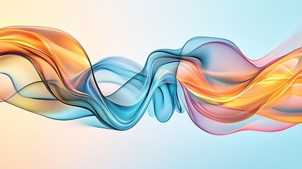Naklejka premium Abstract flowing ribbons of color in gradients of orange, blue, and yellow