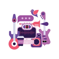 Fotobehang Colored musical things vector design isolated on a white background. ©  danjazzia