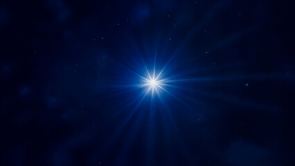 Brilliant star shines brightly in a clear night sky above a tranquil landscape