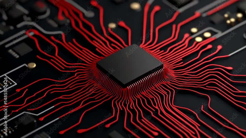 Poster cybernetic core: a detailed view of a central processing unit (cpu) showcases intricate circuits in 