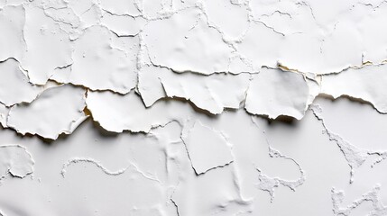 Obraz premium Peeling white wall paint texture with cracks and flakes on a plastered surface