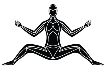 3D Abstract Yoga Characters Silhouette Vector – Futuristic Meditation Illustration