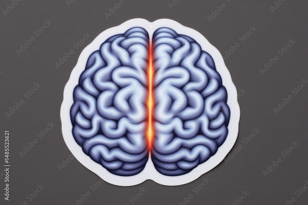 Poster abstract representation of a human brain showcasing neural connections and cognitive functions depic