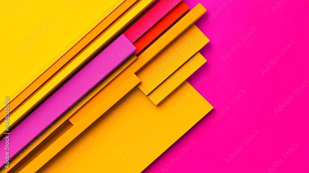 Aufkleber abstract geometric design with layered colorful blocks over pink background
