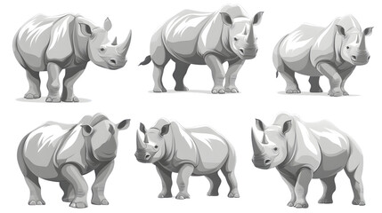 Fototapeta premium Majestic Rhinoceros Collection: Portrait and Standing Animal