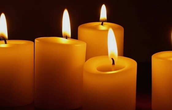 Wax Candles Night Lights Bokeh For Holy Religious Ceremony