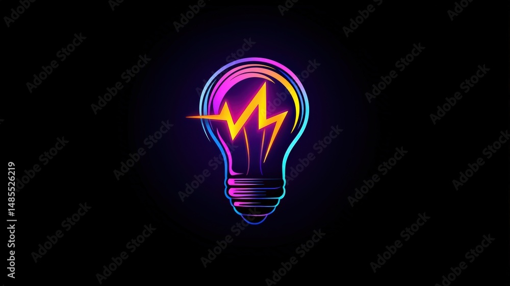 Poster create a dynamic light bulb icon that merges with a lightning bolt, representing instant inspiration