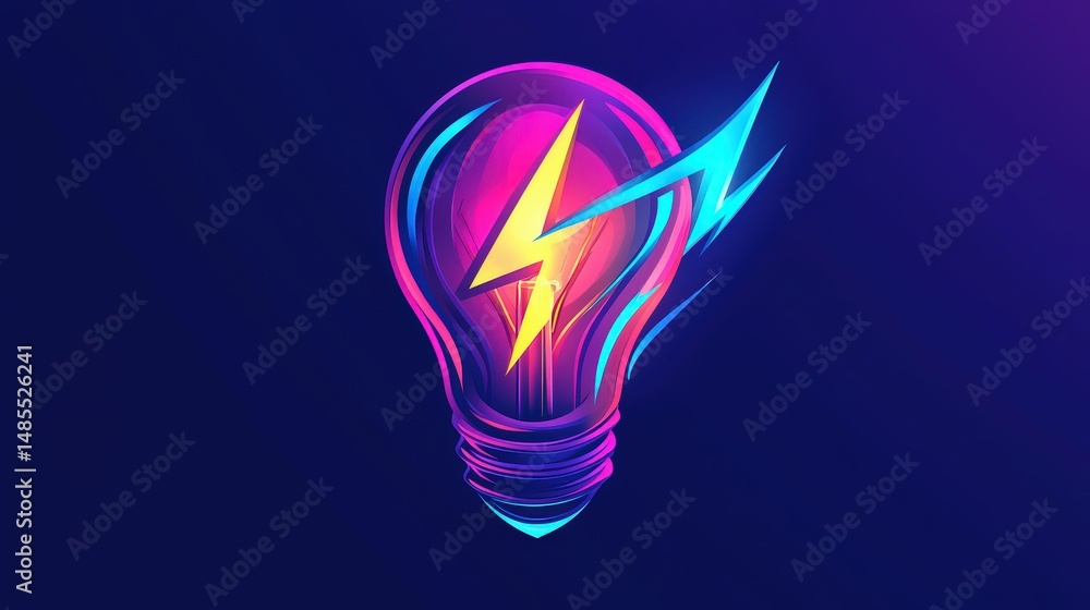 Poster create a dynamic light bulb icon that merges with a lightning bolt, representing instant inspiration