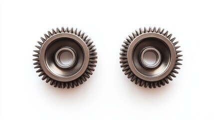 Two metal gears with a hole in the middle