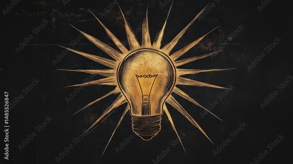 Aufkleber create a light bulb icon with a sunburst effect behind it, emphasizing brightness and inspiration.