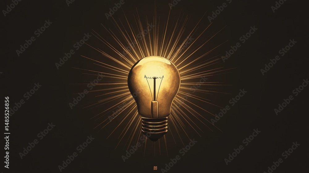 Poster create a light bulb icon with a sunburst effect behind it, emphasizing brightness and inspiration.