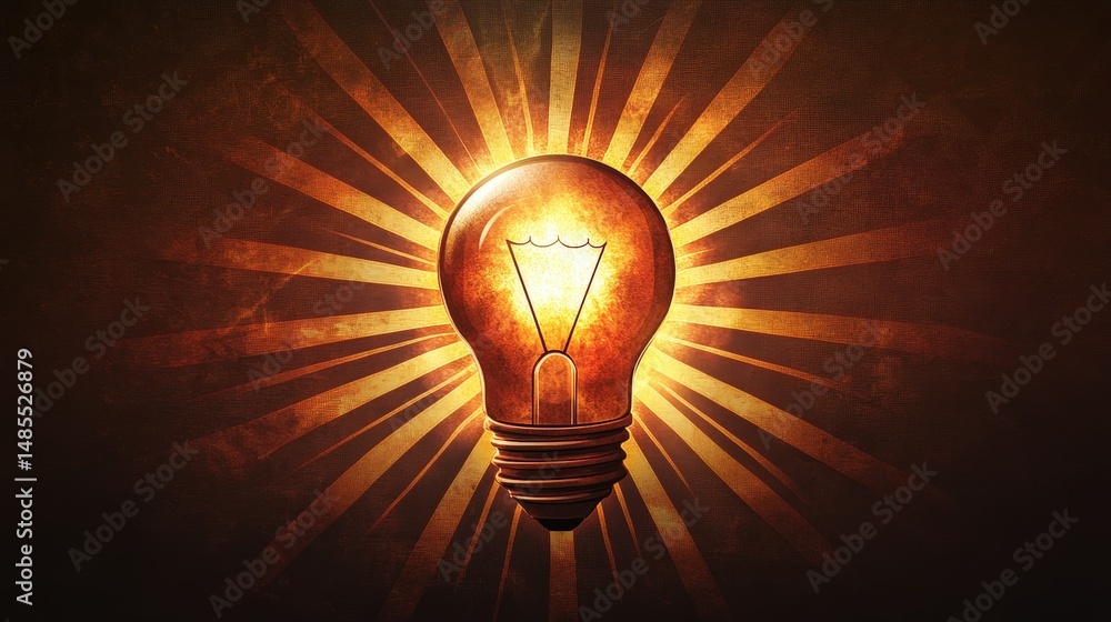 Poster create a light bulb icon with a sunburst effect behind it, emphasizing brightness and inspiration.