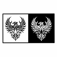 Elegant Phoenix Crest in Black and White
