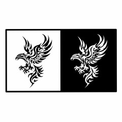 Elegant Phoenix Crest in Black and White